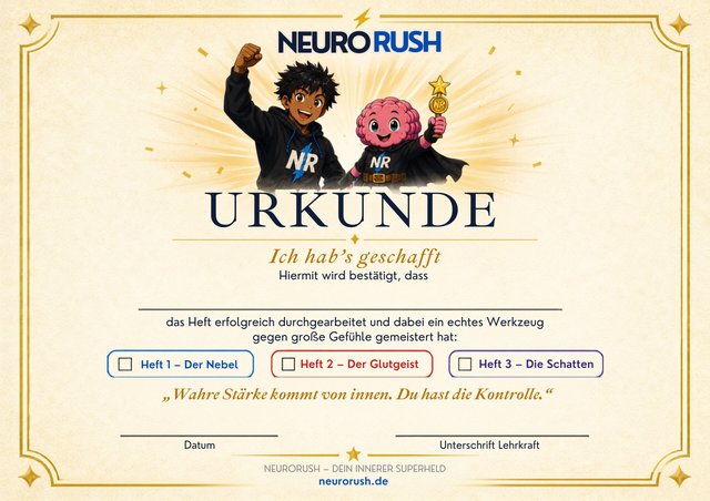 NeuroRush Urkunden-Vorlage Vorschau